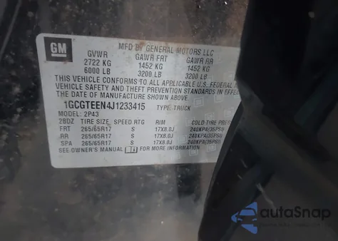 2018 Chevrolet Colorado Zr2 from USA, damaged, VIN 1GCGTEEN4J1233415